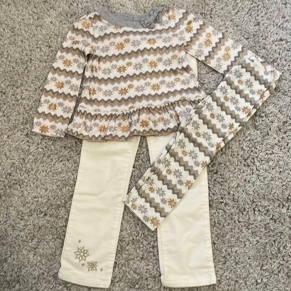 2015 Gymboree Outlet Winter/Holiday Snowflake Outfit, Size 4T/5